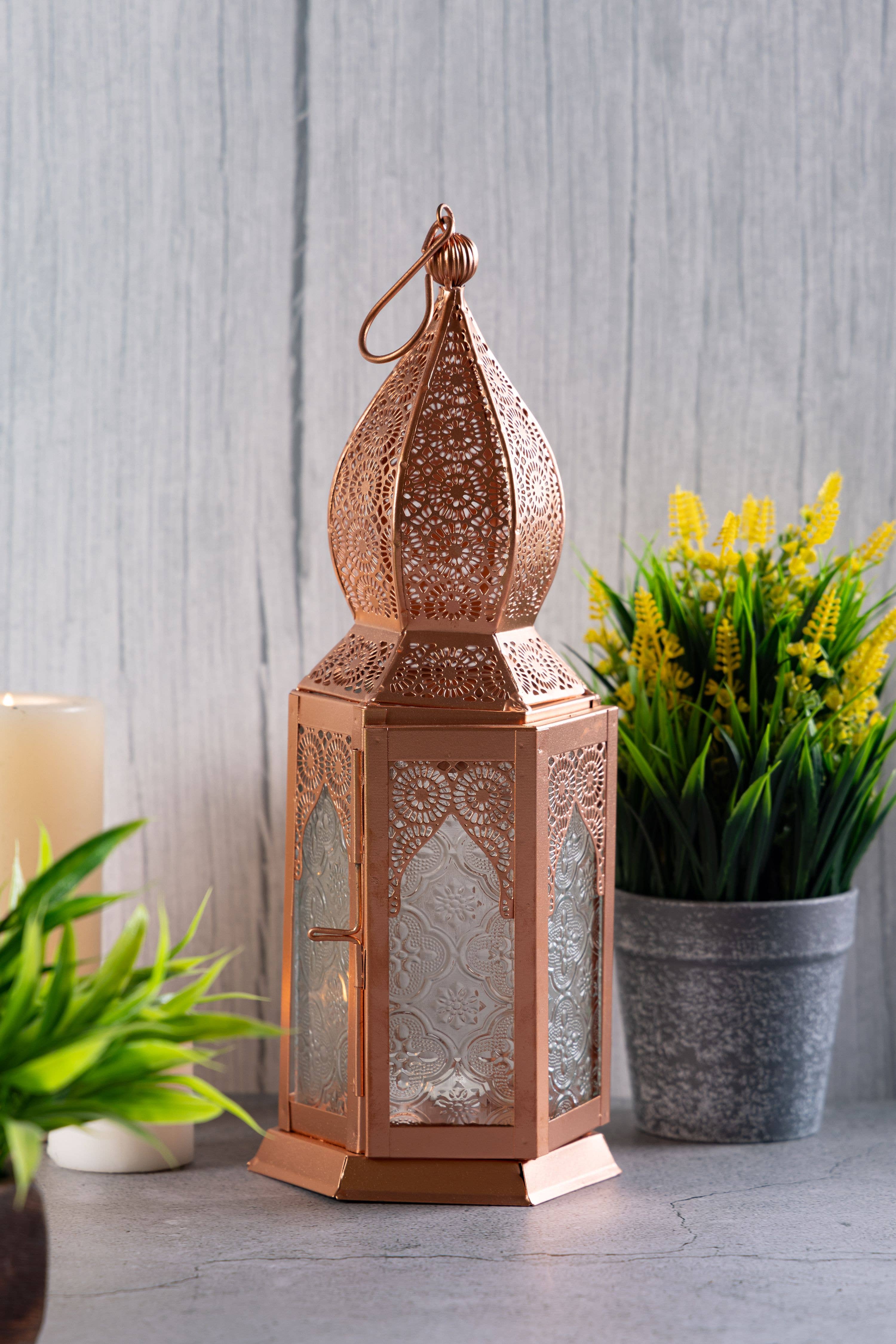 Brass Effect Moroccan Style Metal Lanterns Small Medium