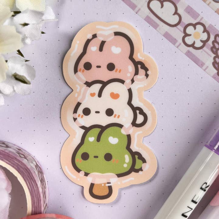 Cute Bunny Dango Waterproof Laptop & Scrapbook Sticker for wholesale by doobustudio