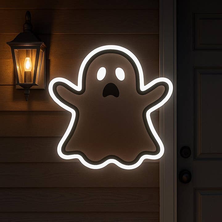 Enseigne au néon fantôme – Lumière d'Halloween effrayante, décoration murale fantôme mignonne, lumière de chambre phosphorescente, enseigne au néon visage de fantôme, cadeau d'Halloween pour la vente par CityNeon