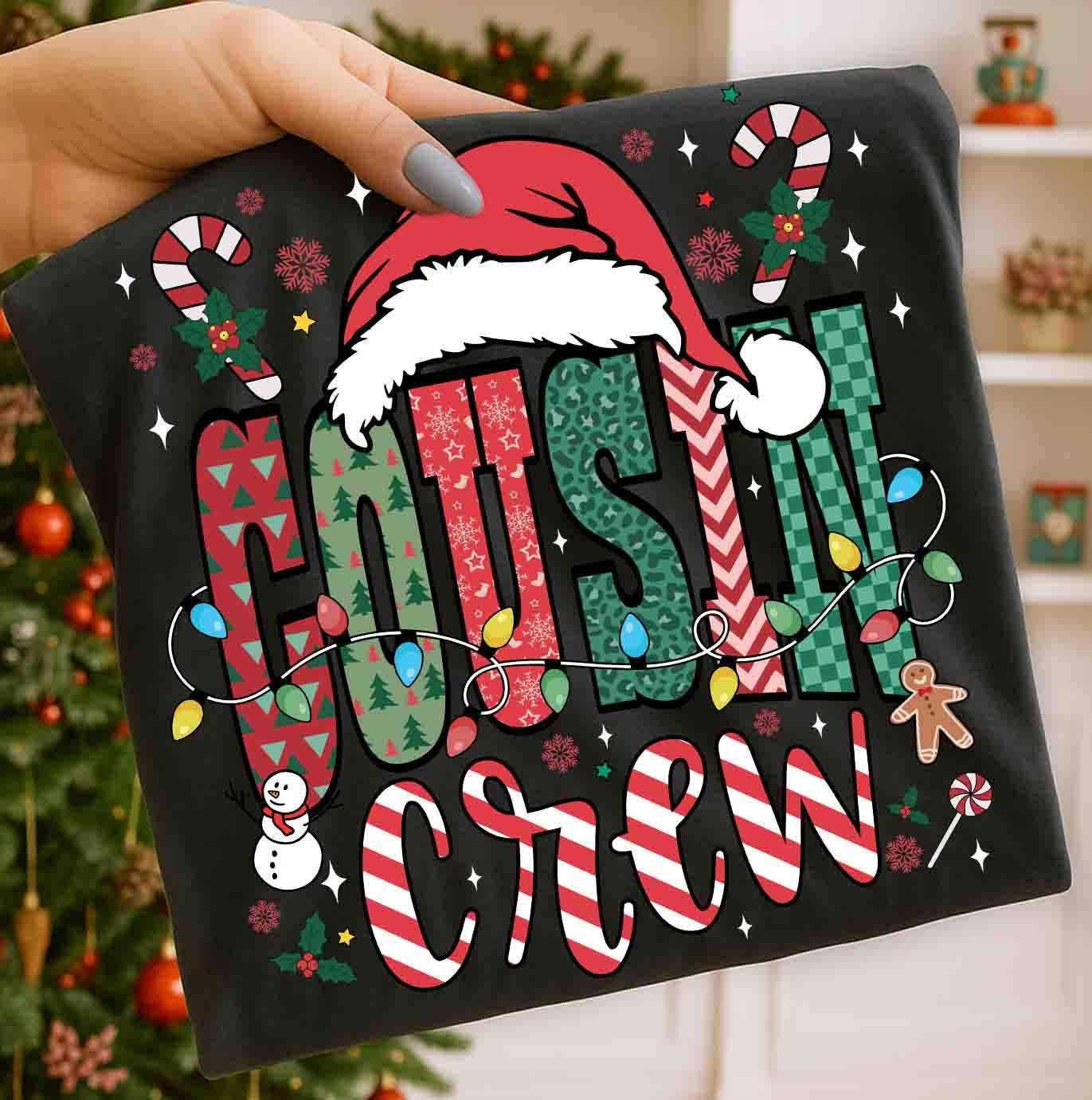 Glaime - Wholesale T-Shirt (Graphic) - Women's - Comfort Colors Matching Christmas Cousin Crew Tee, Retro Tee1