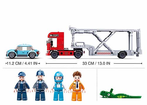 Sluban North America - Wholesale Build-a-Toy - Kids - Car Carrier Truck and Trailer - 542 Pieces - M38-B08801