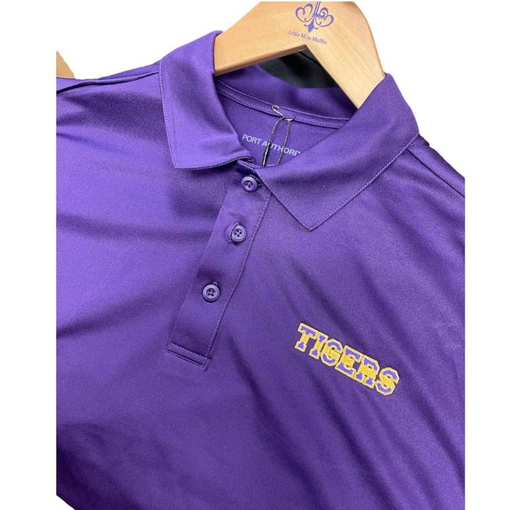 Polo - Polo en mélange performant avec tigres brodés pour la vente par WHEREable Art, LLC