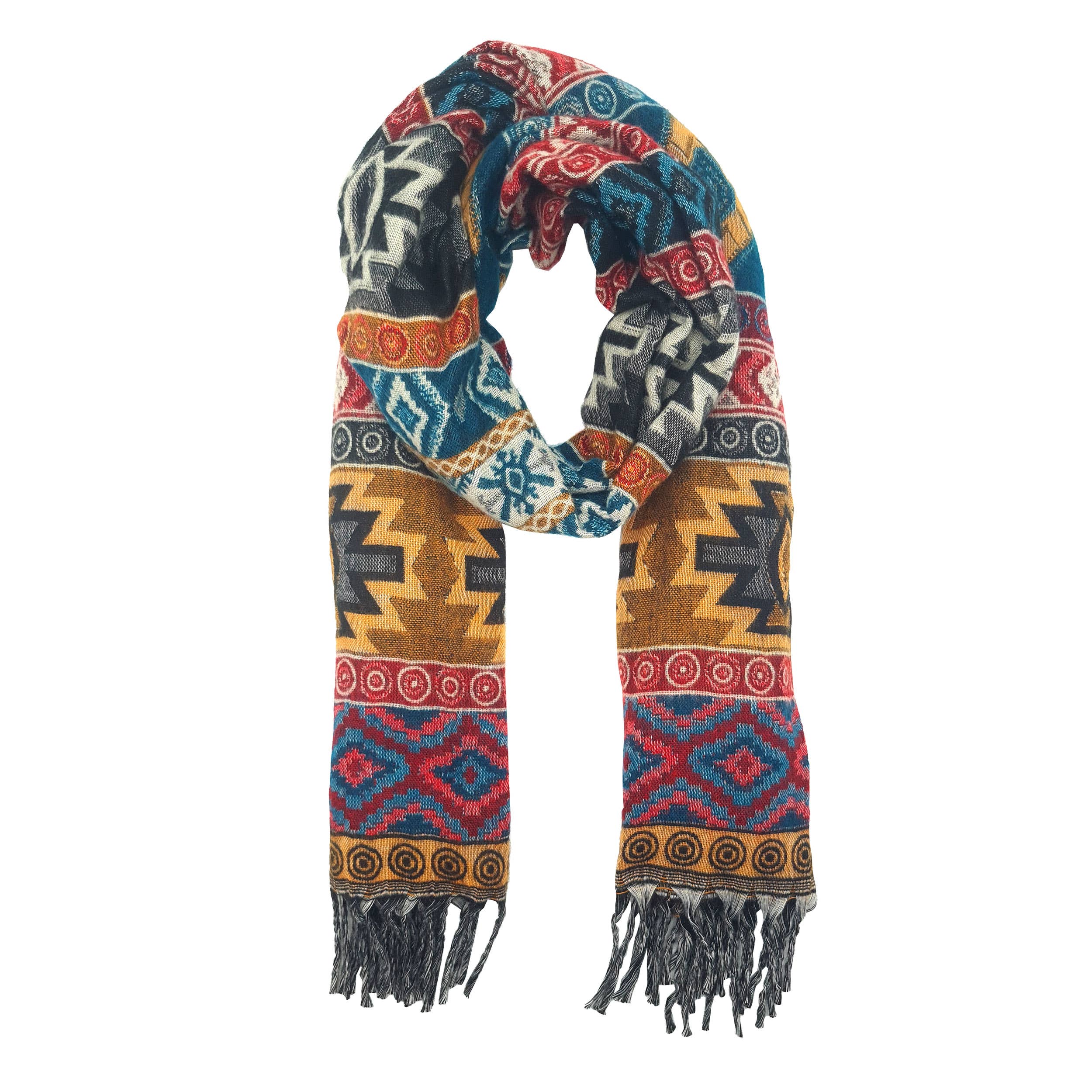 La Mano Boho - Venta al por mayor Pañuelo para la cabeza - Mujer - BUFANDA CHAL INVIERNO ÉTNICA XXL 200 X 95CM FG45240