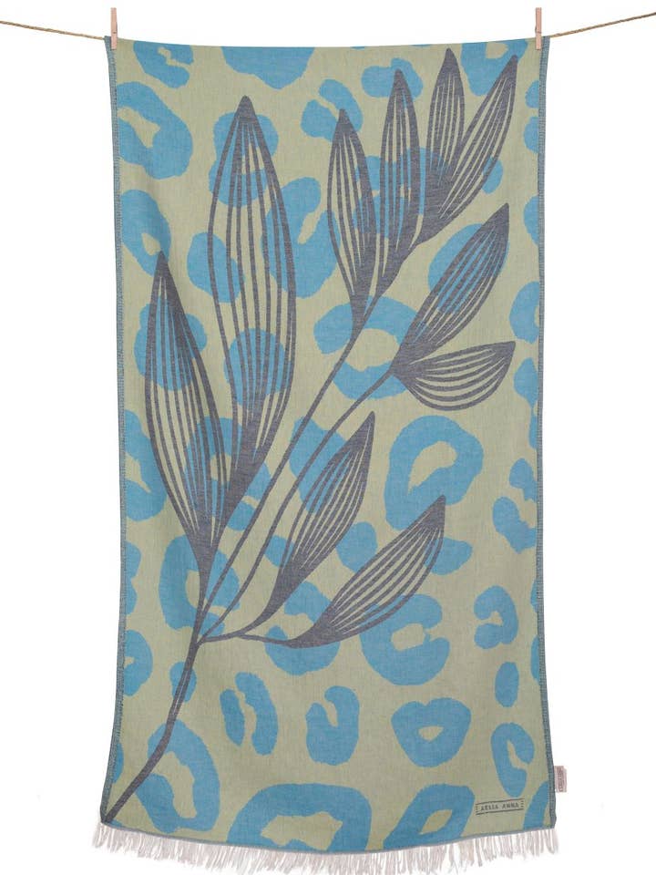 BEACH TOWEL PREVELI LIME & TURQUOISE & BLACK for wholesale by AELIA ANNA