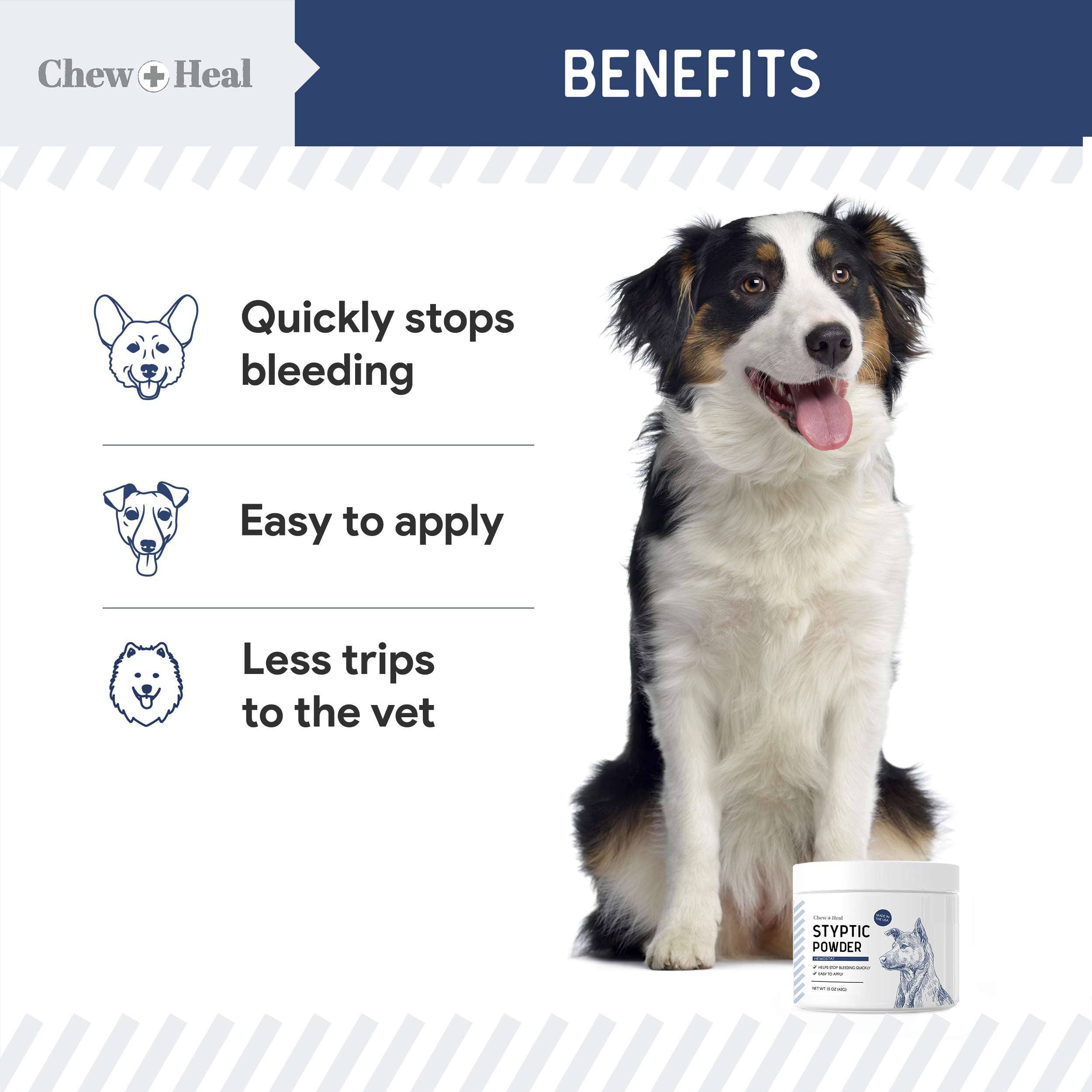 Chew + Heal - Wholesale Pet Grooming Aid - Dog - Chew + Heal Styptic Powder for Dogs, Cats and Birds4