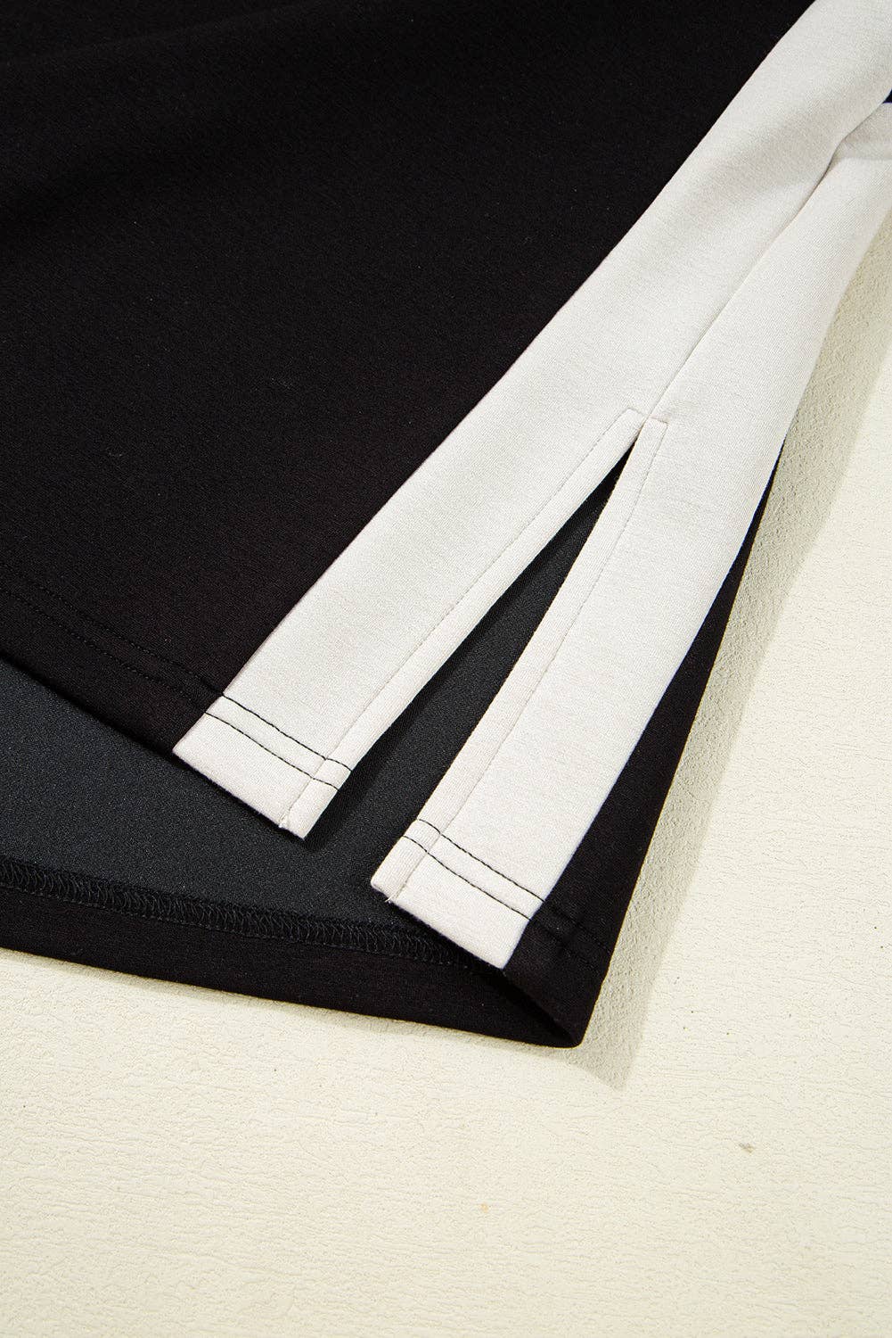 Black Contrast Zipped Stand Collared T Shirt and Short Set for wholesale on Faire6