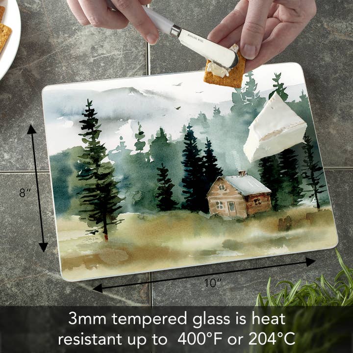 CounterArt/Highland Home/Thirstystone - Wholesale Cutting Board - "Cabin in the Woods" 3mm Glass Cutting Board 10" x 81