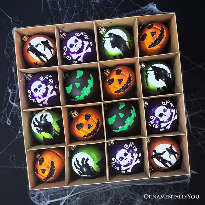 OrnamentallyYou - Vente Lots de décorations - Décoration incassable The Face of Spooky Horror, 16 pièces0