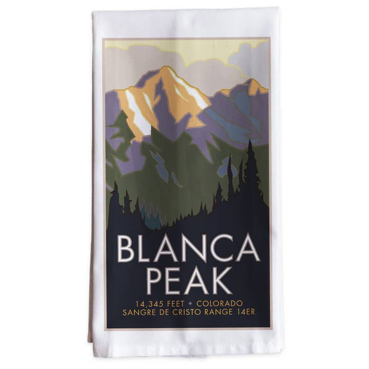 Blanca Peak, Colorado - Quatorze mille du Colorado - Torchons pour la vente par Travel Posters by M&W Design Co.