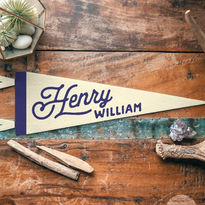 Benoit's Design Co. - Wholesale Sign - Custom Heritage Name Felt Pennant - Neutral1