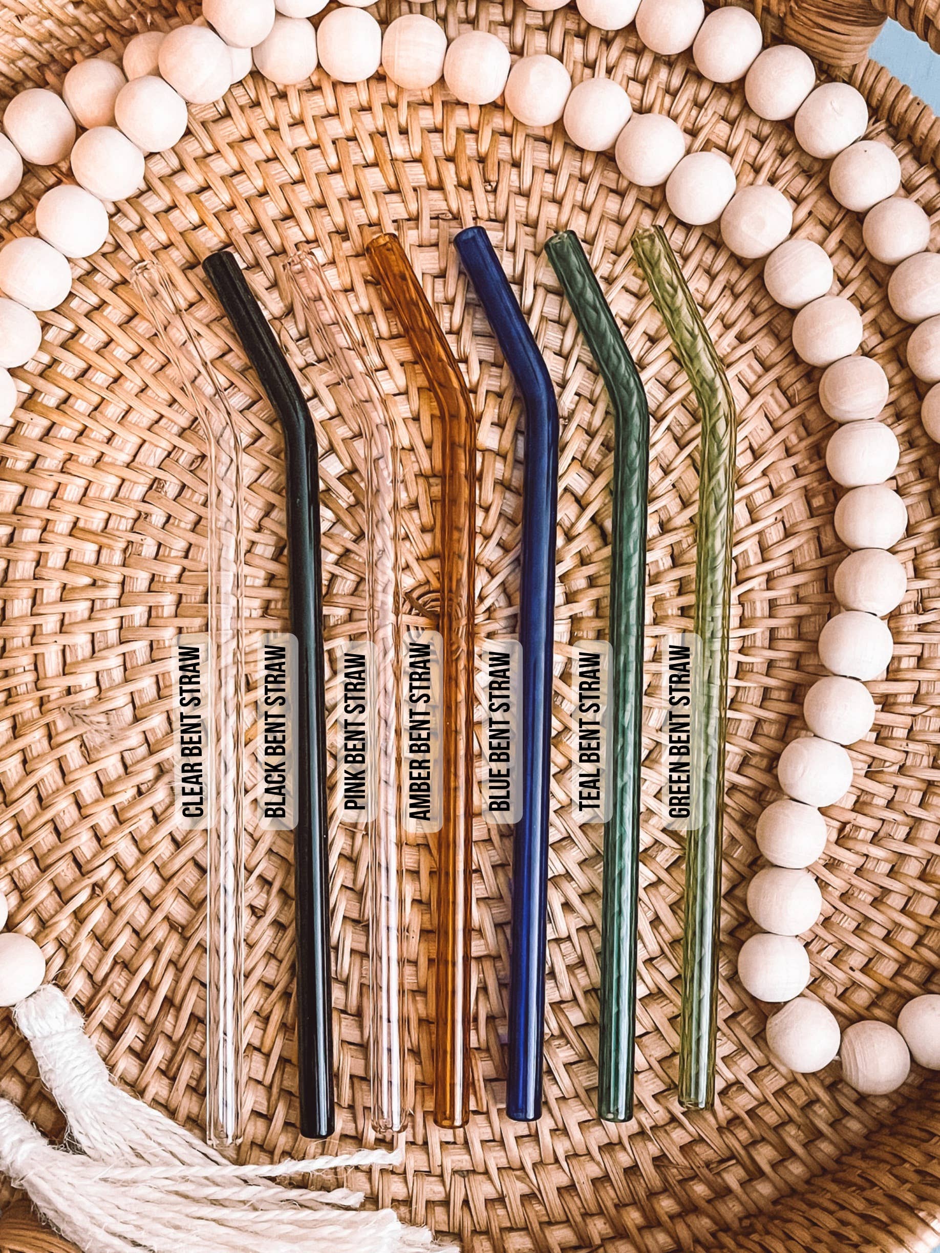 Curly Tailed Designs - Wholesale Drinking Straw - Colored Reusable Bent Glass Straws for 16oz Beer Can Glass3