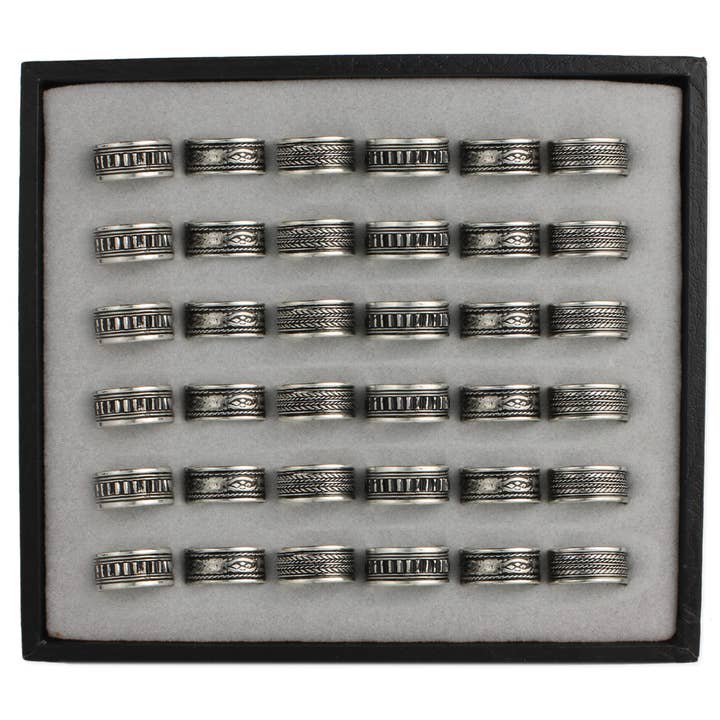 Silver Unisex Band Ring Program - 48 pcs for wholesale by ZAD
