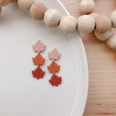 Maple Leaf Dangle Polymer Clay Earrings for wholesale by Honey Dijon