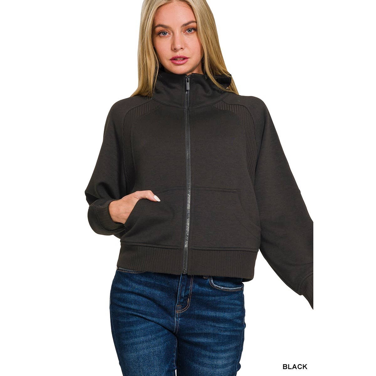 Apolline - Wholesale Jacket - Women's - Soft scuba full zip jacket0