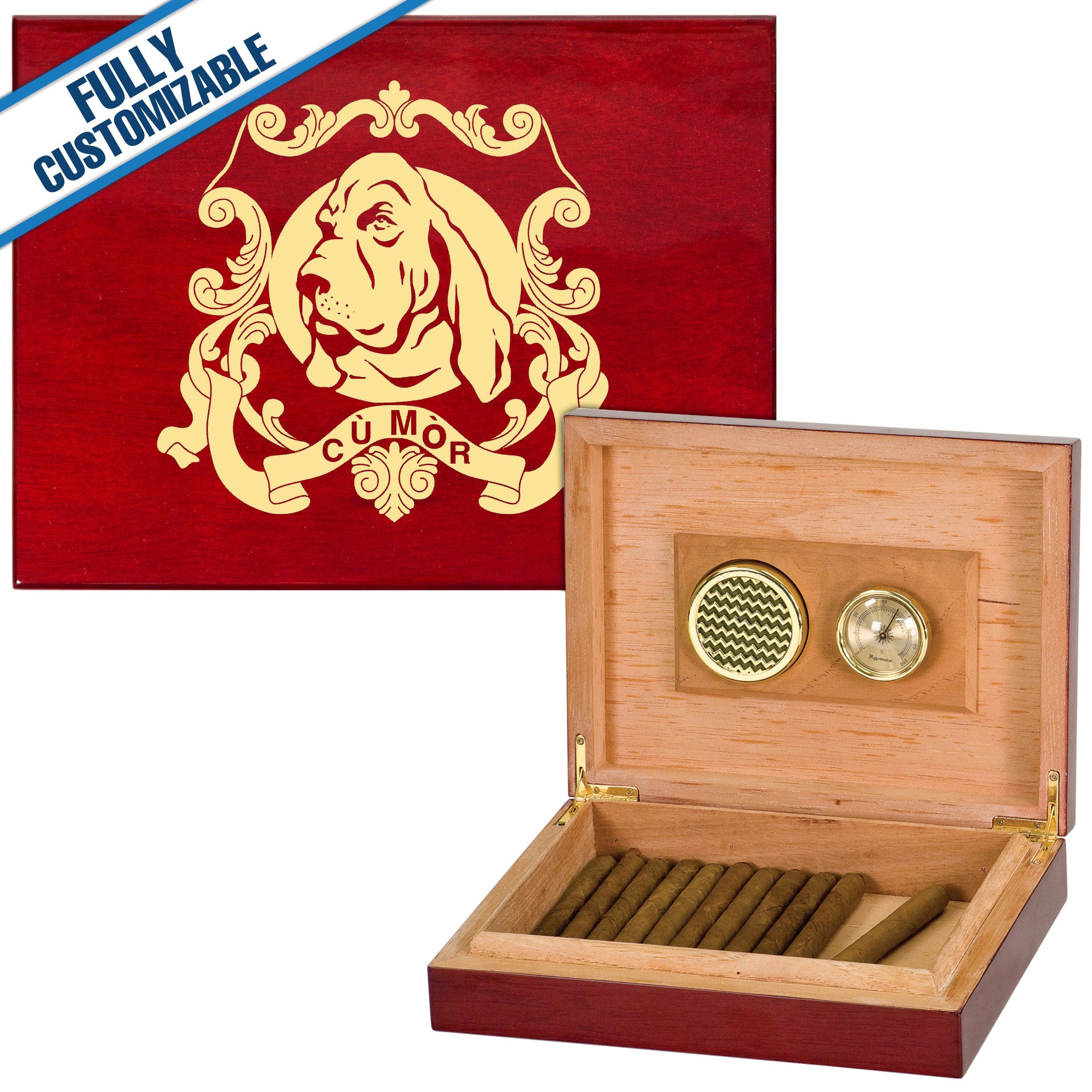 GiftWorksPlus - Wholesale Humidor/Cigar Accessory - Rosewood Piano Finish Cigar Humidor Fully Customizable0