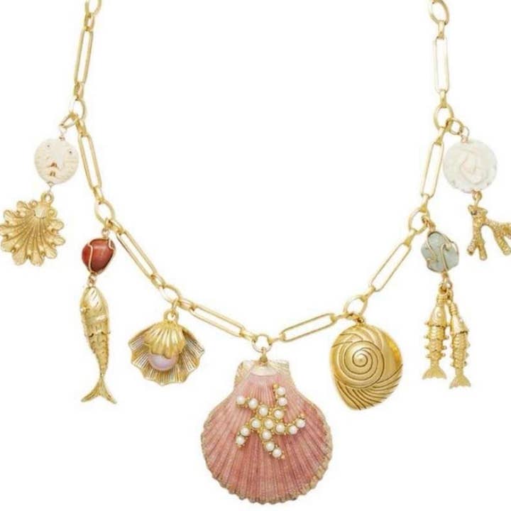 HoopLa - Wholesale Pendant/Charm Necklace - By The Bay-Shell- Statement Necklace- Sea Necklace