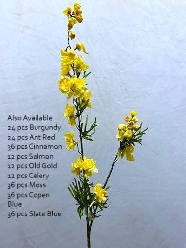 Silk Larkspur Spray - Saffron Gold for wholesale by Cappel's Inc.