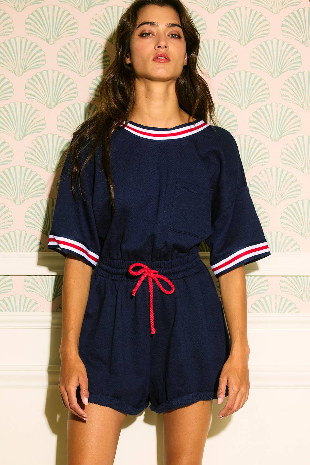 BUCKETLIST INC - Wholesale Romper - Women's - R5631 Ribbed Band Trim Details Terry Romper6