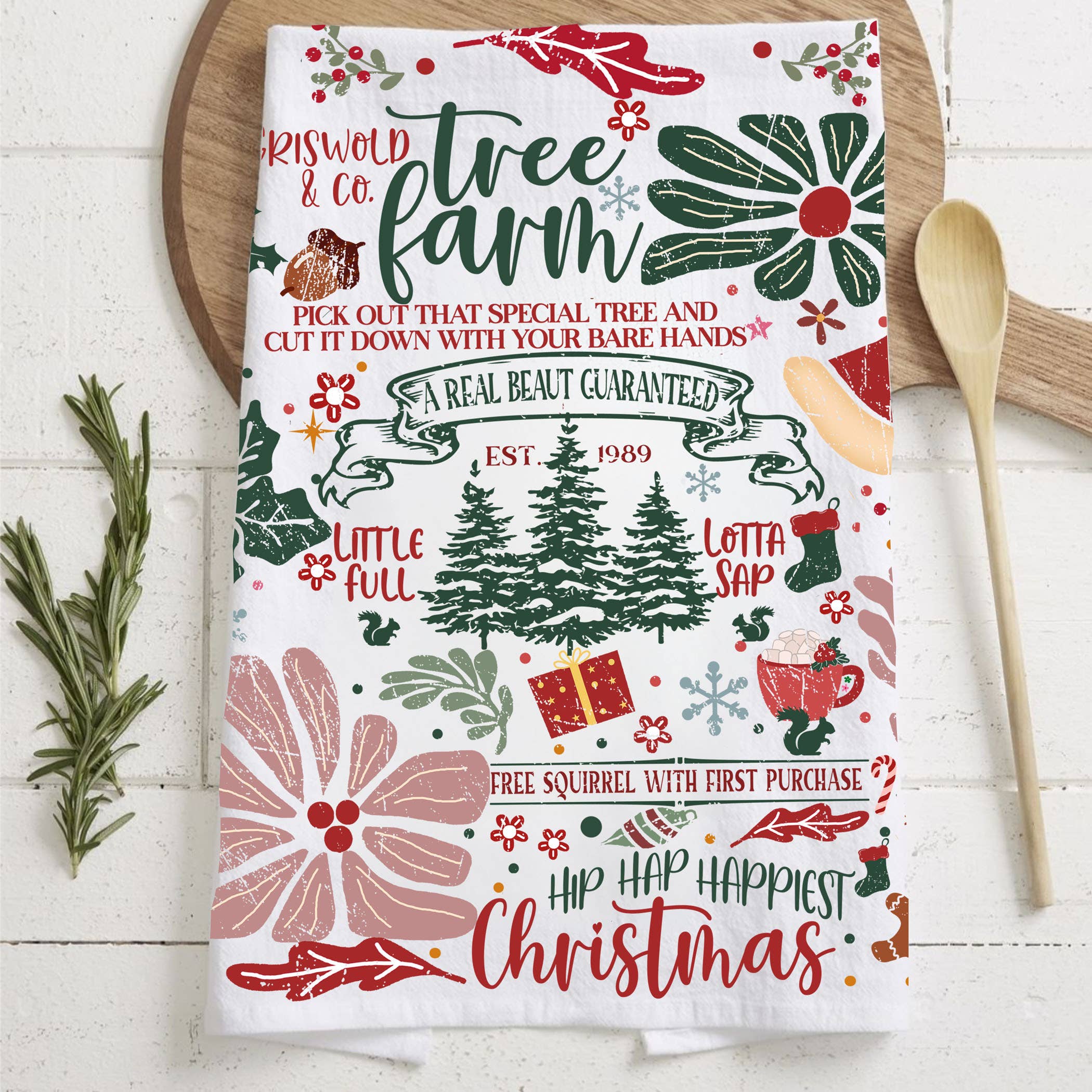 Gia Roma - Wholesale Tea Towel - Vintage Santa Holiday Kitchen Towel & Decor | Pink Christmas80