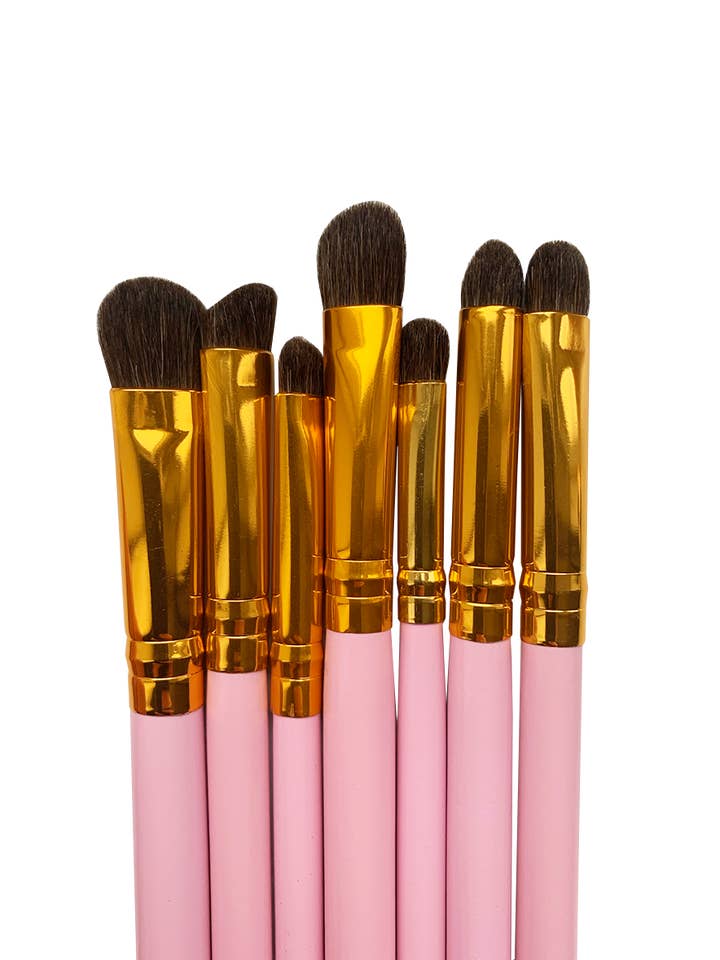 Eye Makeup brush set baby pink for wholesale by Get Your Slap On