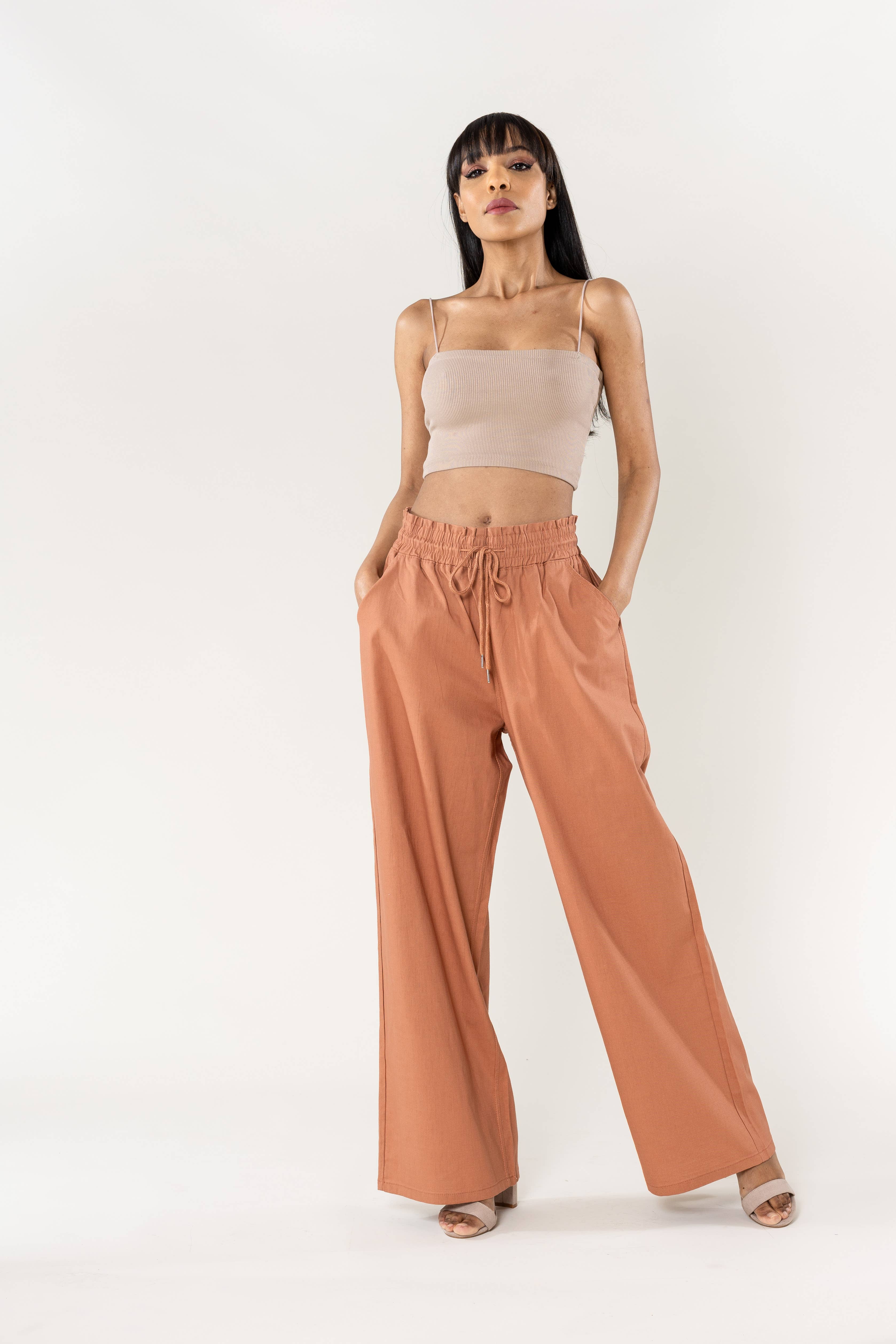 Nina Carter - Wholesale Pants - Women's - Nina Carter linen-style pants with elastic waistband A0017