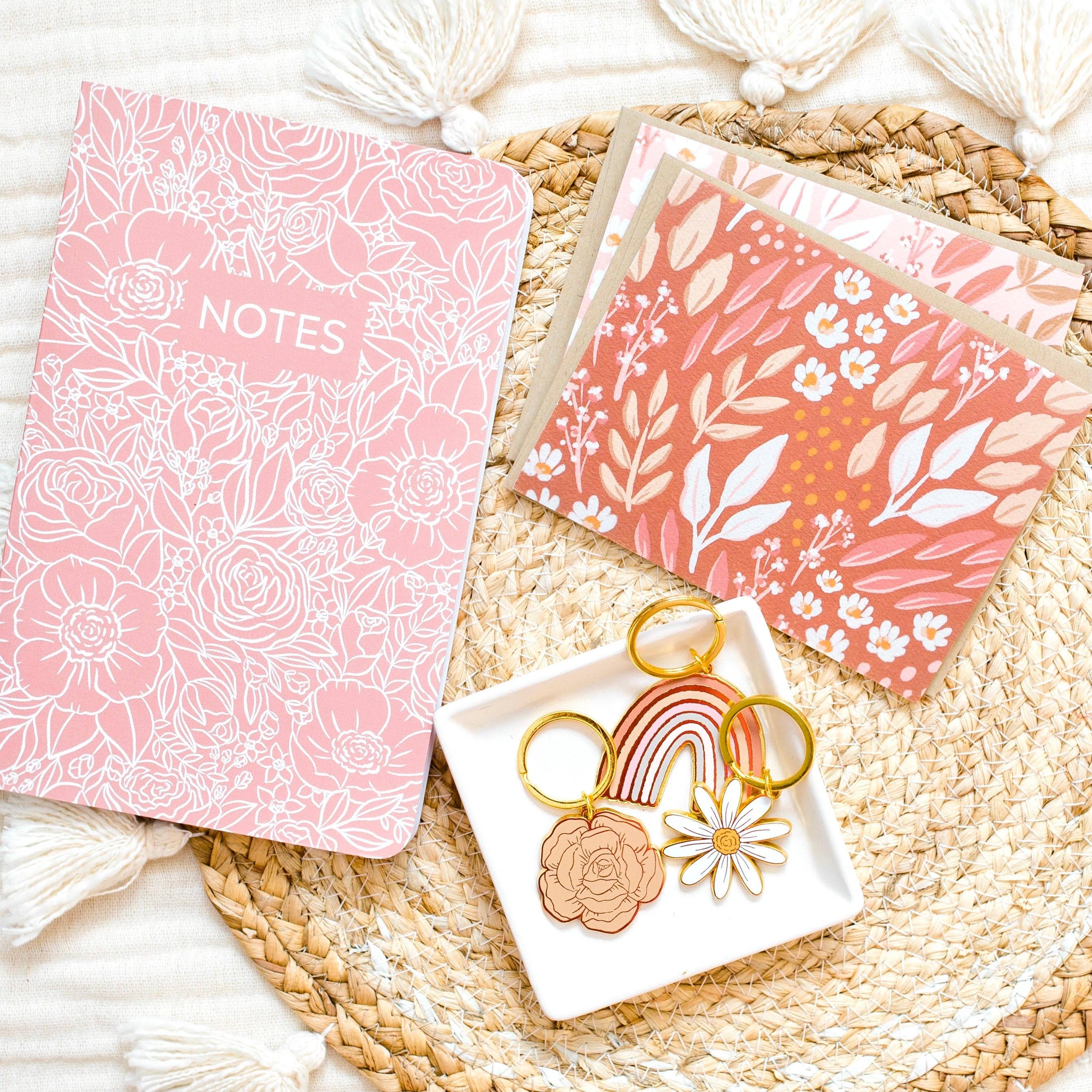 Elyse Breanne Design - Vente Porte-clés – femme - Porte-clés en métal pivoine rose 2x2 po.6