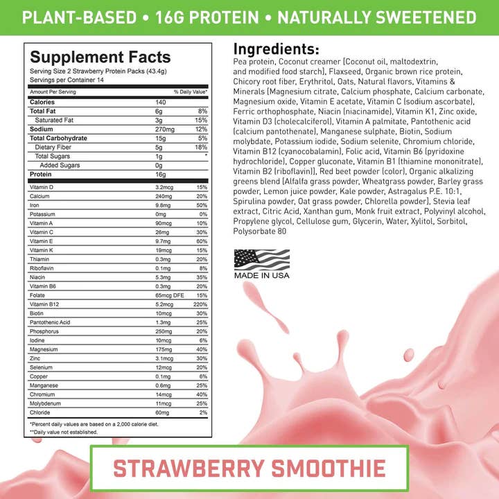 VADE Nutrition - Wholesale Powdered Health Drink - Strawberry Smoothie - Plant-Based Meal Replacement2