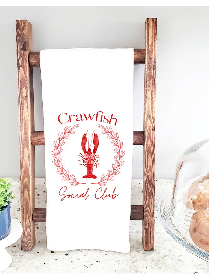 Crawfish Social Club Tea Towel for wholesale by The Panicked Pelican