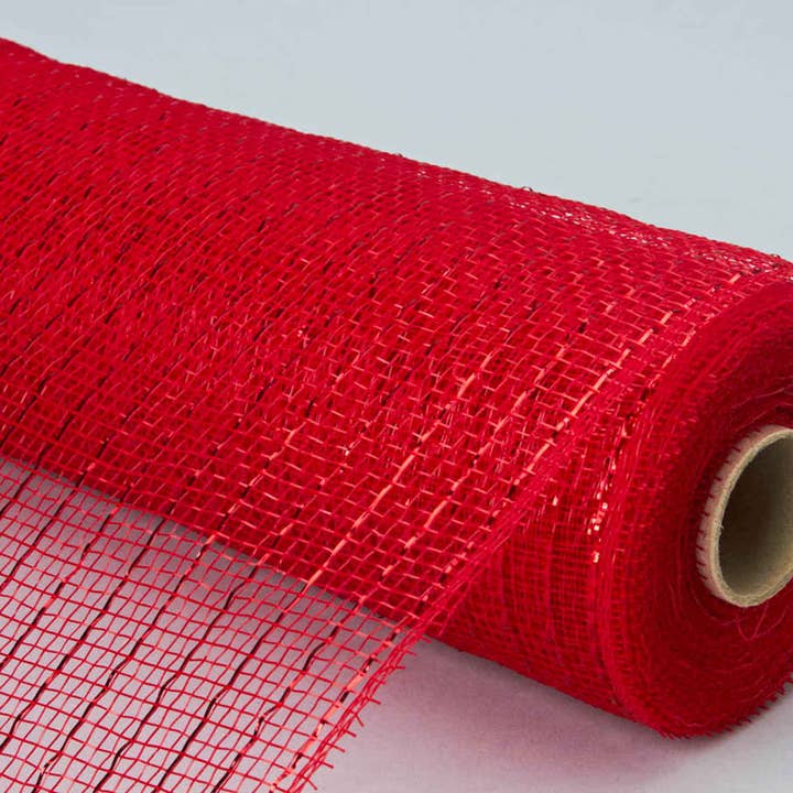 Decorative Mesh Roll 10" x 10yd - Red for wholesale on Faire