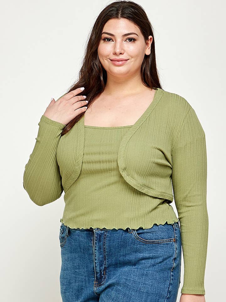 Cardigan Plus Size a costine - WG17752-C per la vendita all'ingrosso da parte di Haute Fox Plus Size & Contemporary