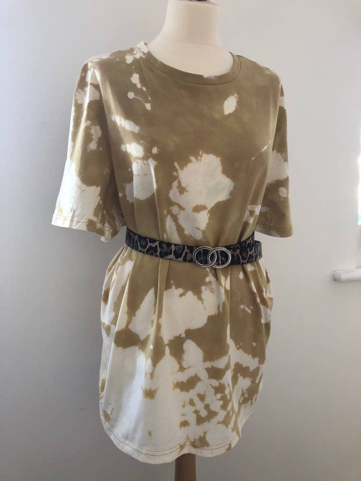 Sand Beige Stone Tie Dye Oversize Cotton T-Shirt Tee for wholesale by Luxury Style UK