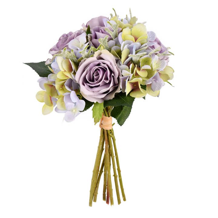 Vickerman 12" Artificial Violet Hydrangea and Rose Bouquet for wholesale by Vickerman