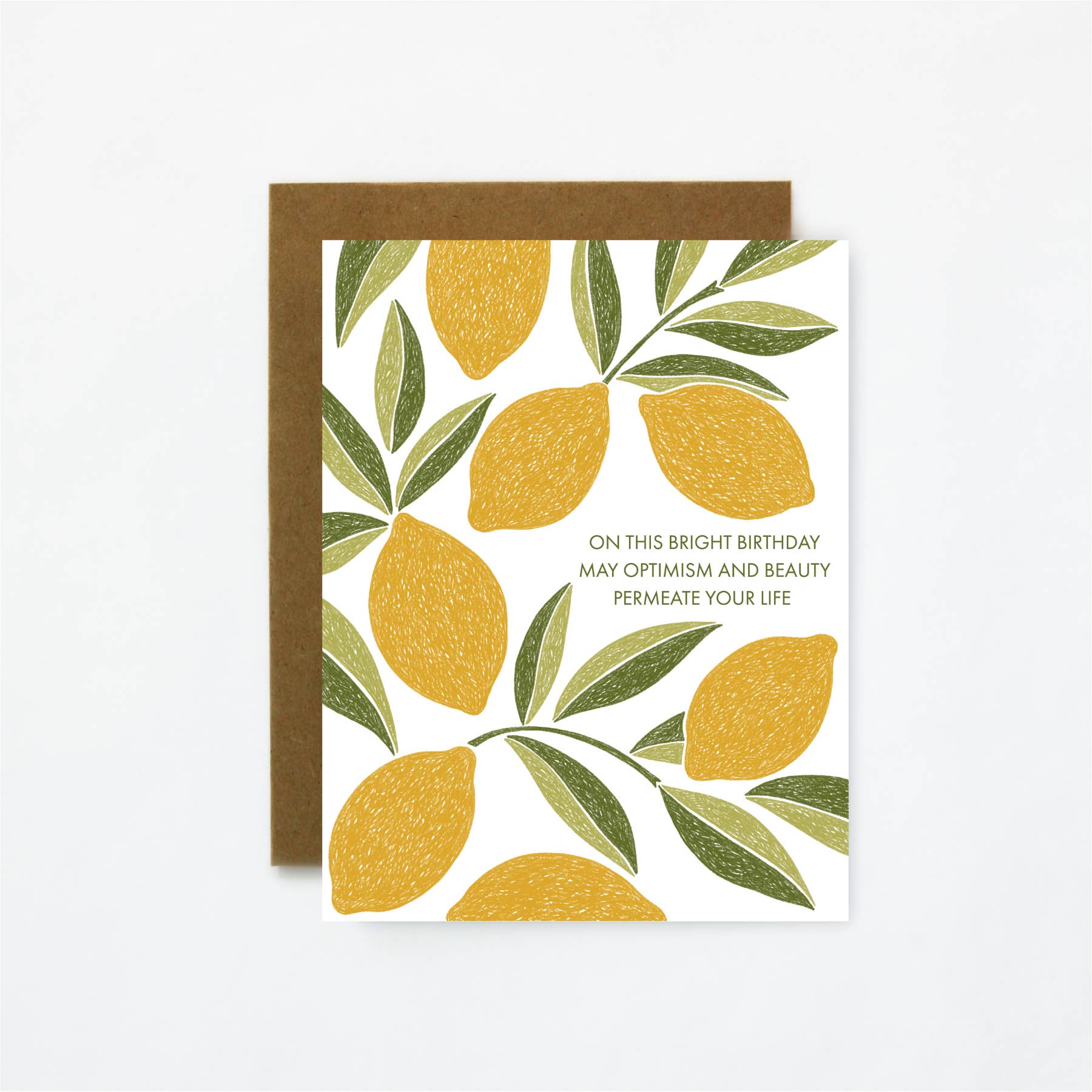 Quiet Lines Design - Wholesale Birthday Card - Optimistic Lemons-Birthday Greeting Card