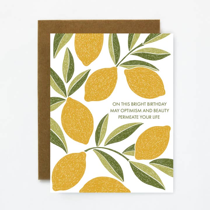 Quiet Lines Design - Wholesale Birthday Card - Optimistic Lemons-Birthday Greeting Card0