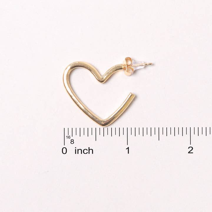Fashion City - Wholesale Hoop Earrings - 14K Gold-Dipped Heart Hoop Earring