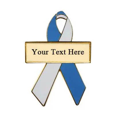 Blauwgroene en witte gepersonaliseerde bewustmakingslinten | Gegraveerde pinnen voor wholesale door Personalized Cause