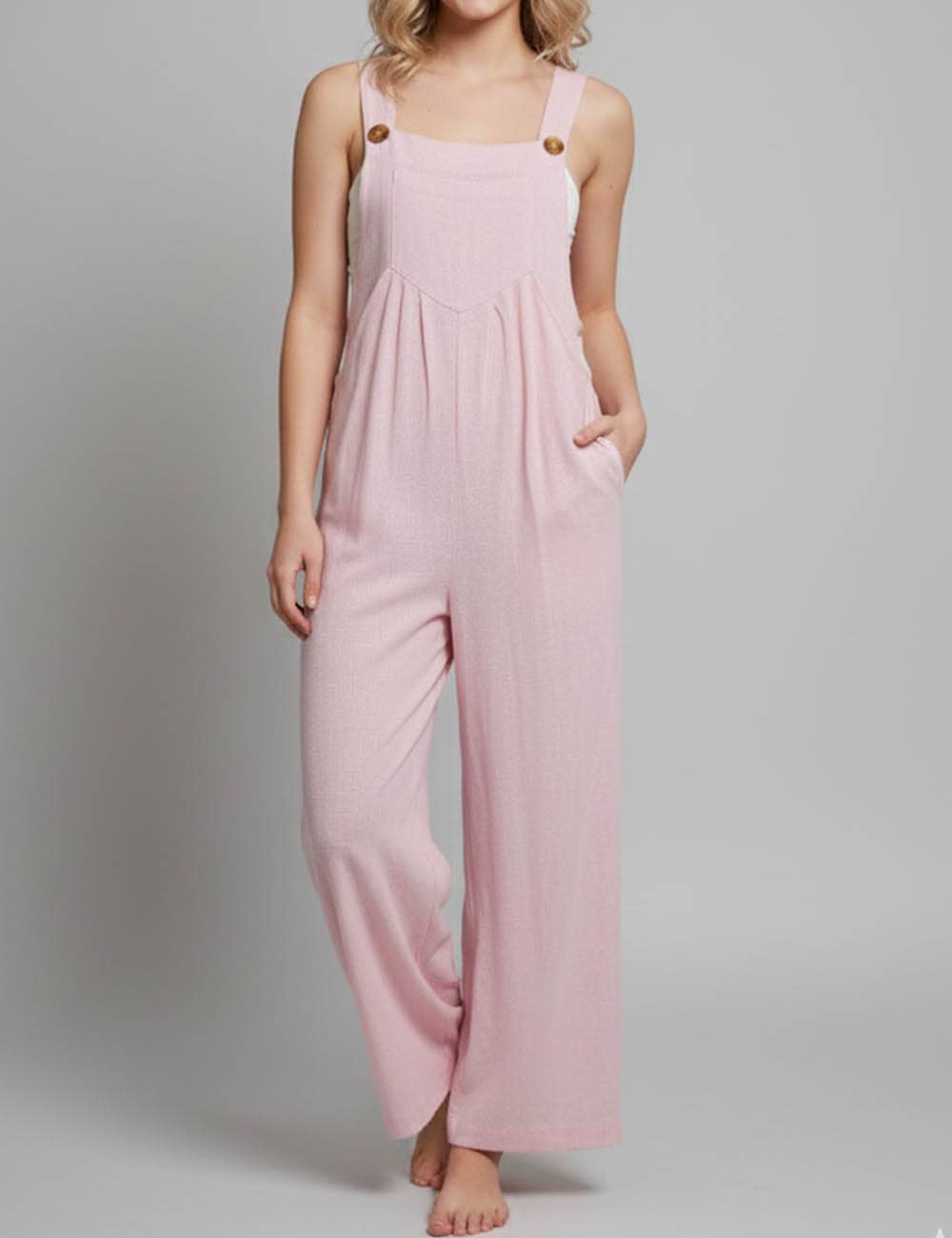 Sweetkama - Wholesale Overalls - Women's - Solid Color Botton Strape Overalls Daily Jumpsuit SKJ235711