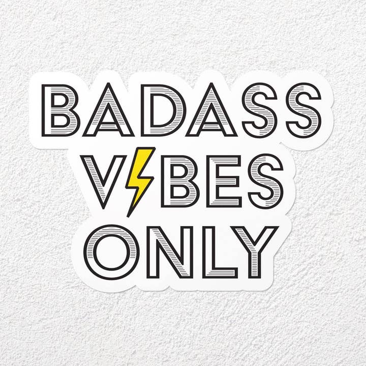 Pegatina de vinilo mate Badass Vibes Only para venta al por mayor de Coffee Cups & Curiosities