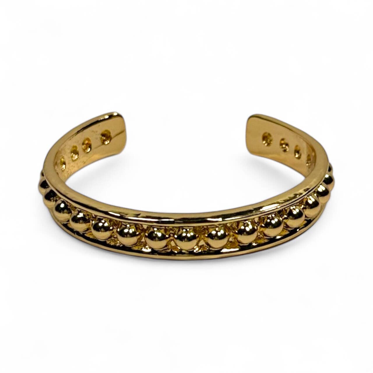 West & Co. - Wholesale Cuff Bracelet - 18K Gold Platted Thick Burnished Dotted Bangle3