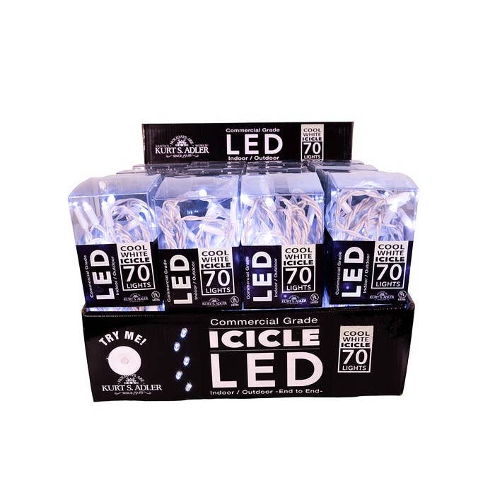 70L 7.5' 5MM COOL WHITE LED ICICL SET for wholesale by Kurt S. Adler, Inc.
