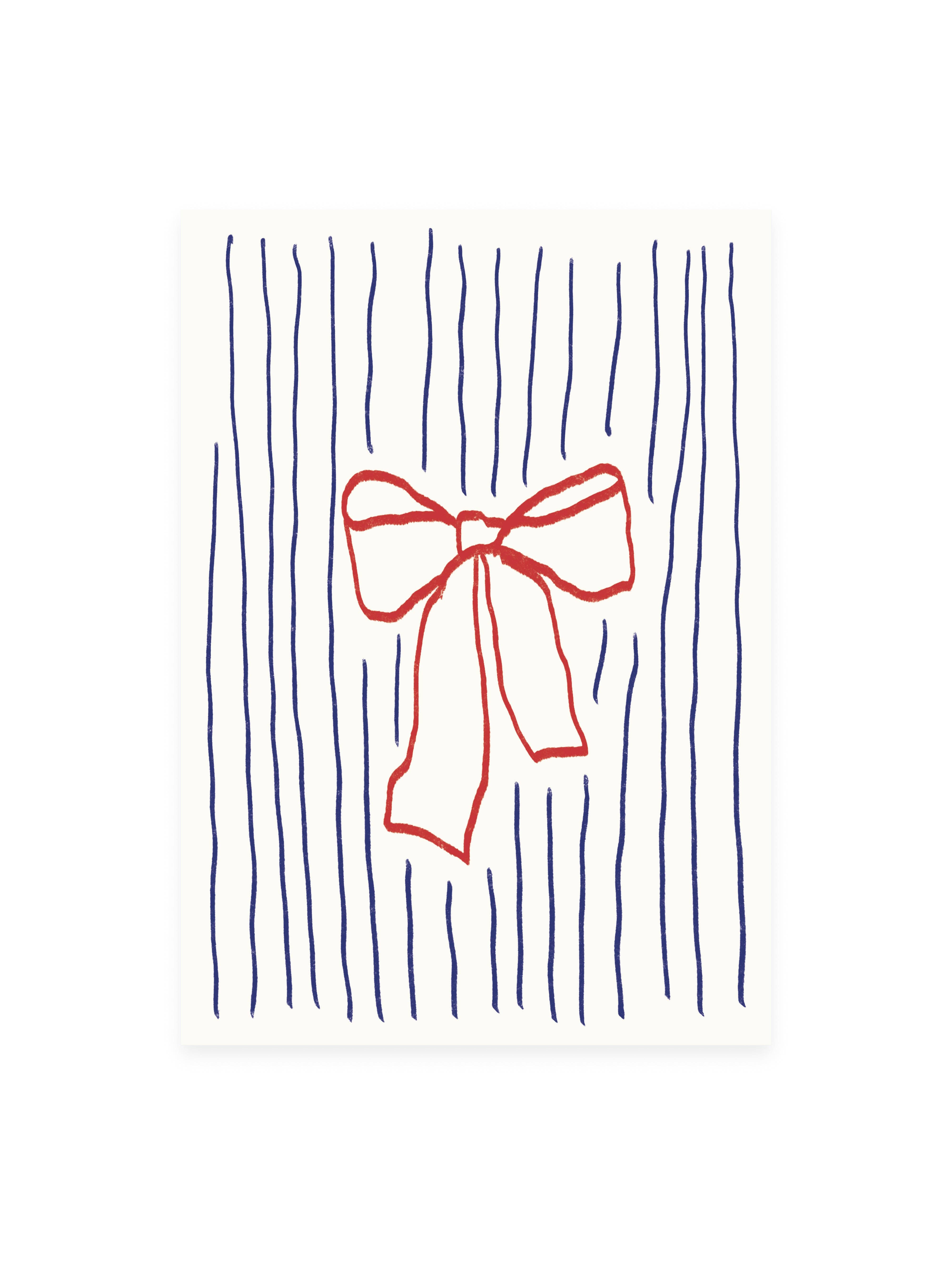 L'Atelier Samedi - Wholesale Postcard - Postcard loop with stripes (risography)0