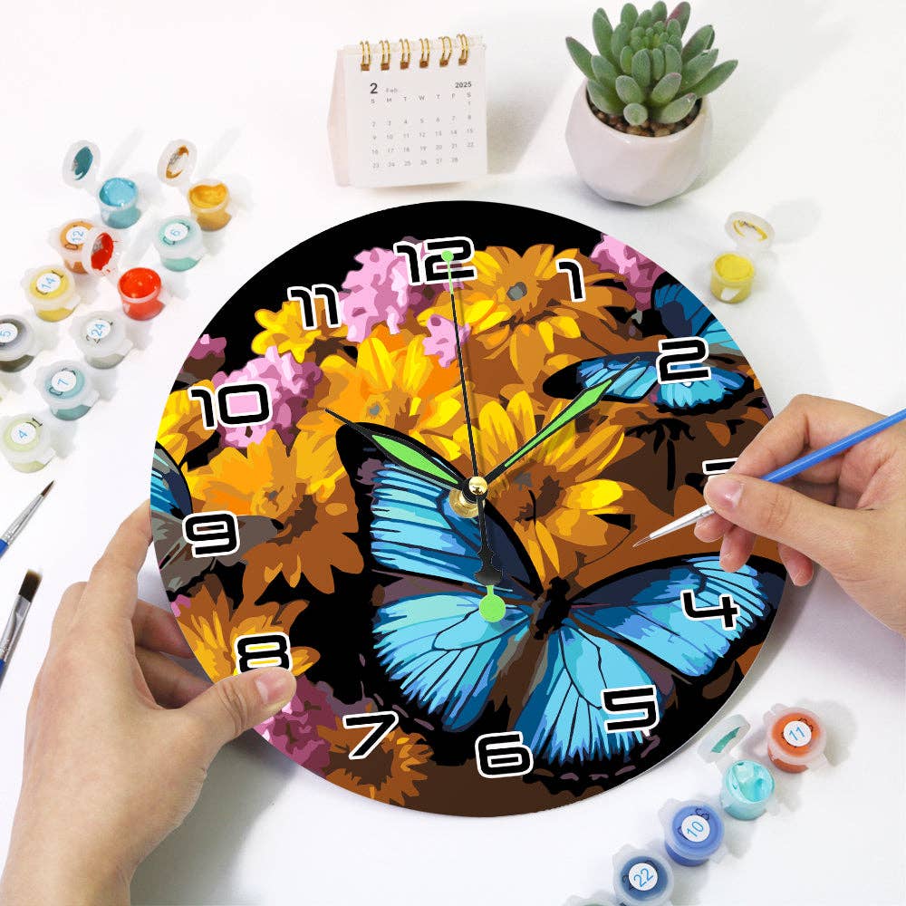 Paint Your Numbers - Wholesale DIY Craft Kit - Paint the Moment – Butterfly Bloom Clock Kit23