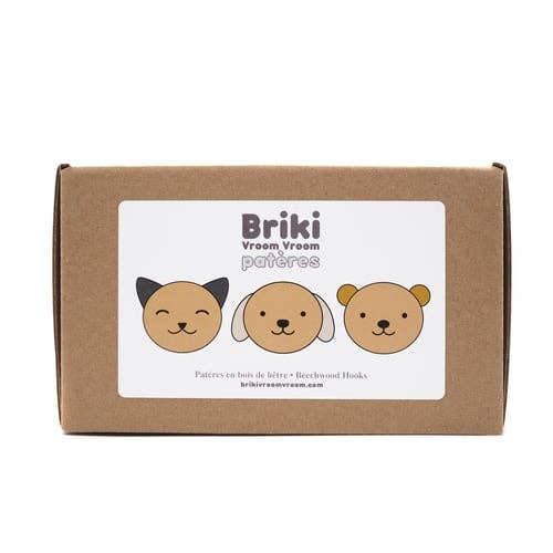 Briki Vroom Vroom - Wholesale Muurhaak - Kinderen en baby - Set van 3 dierenhaken/Set van 3 houten haken1