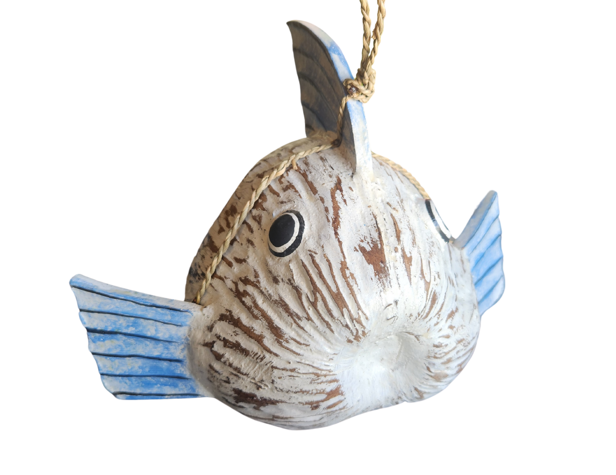 White Elephant - Wholesale Sculpture - Hand Carved Coconut FISH Table Top Art Carving 4