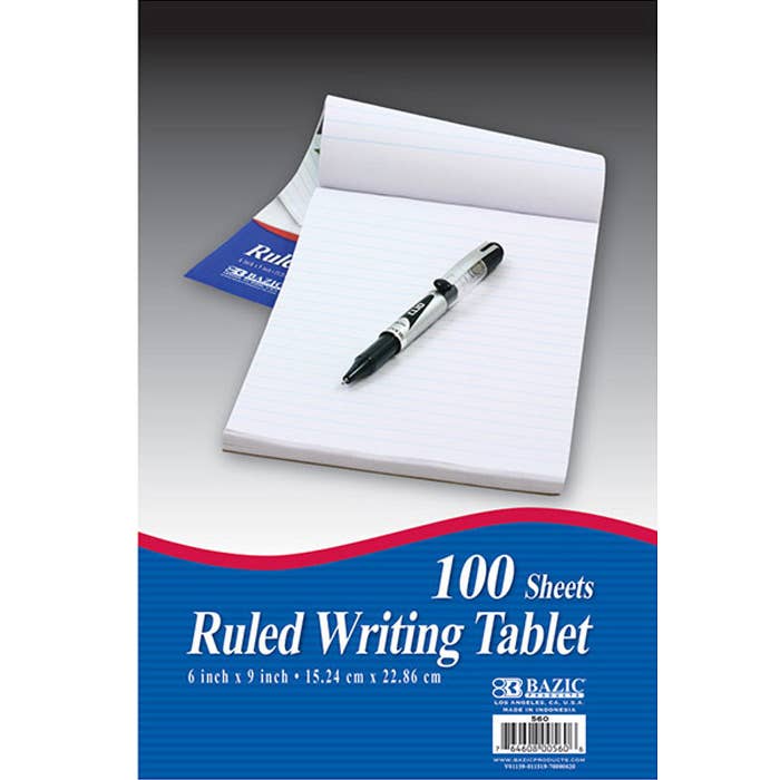 6" x 9" Ruled Writing Tablet for wholesale by Luna Office Supply - Everyday Essential