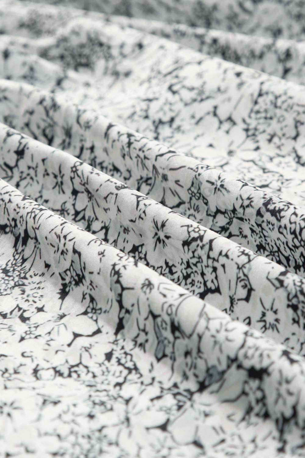 Gray Floral Print Open Back Balloon Sleeve Square Neck Mini Dress for wholesale on Faire5