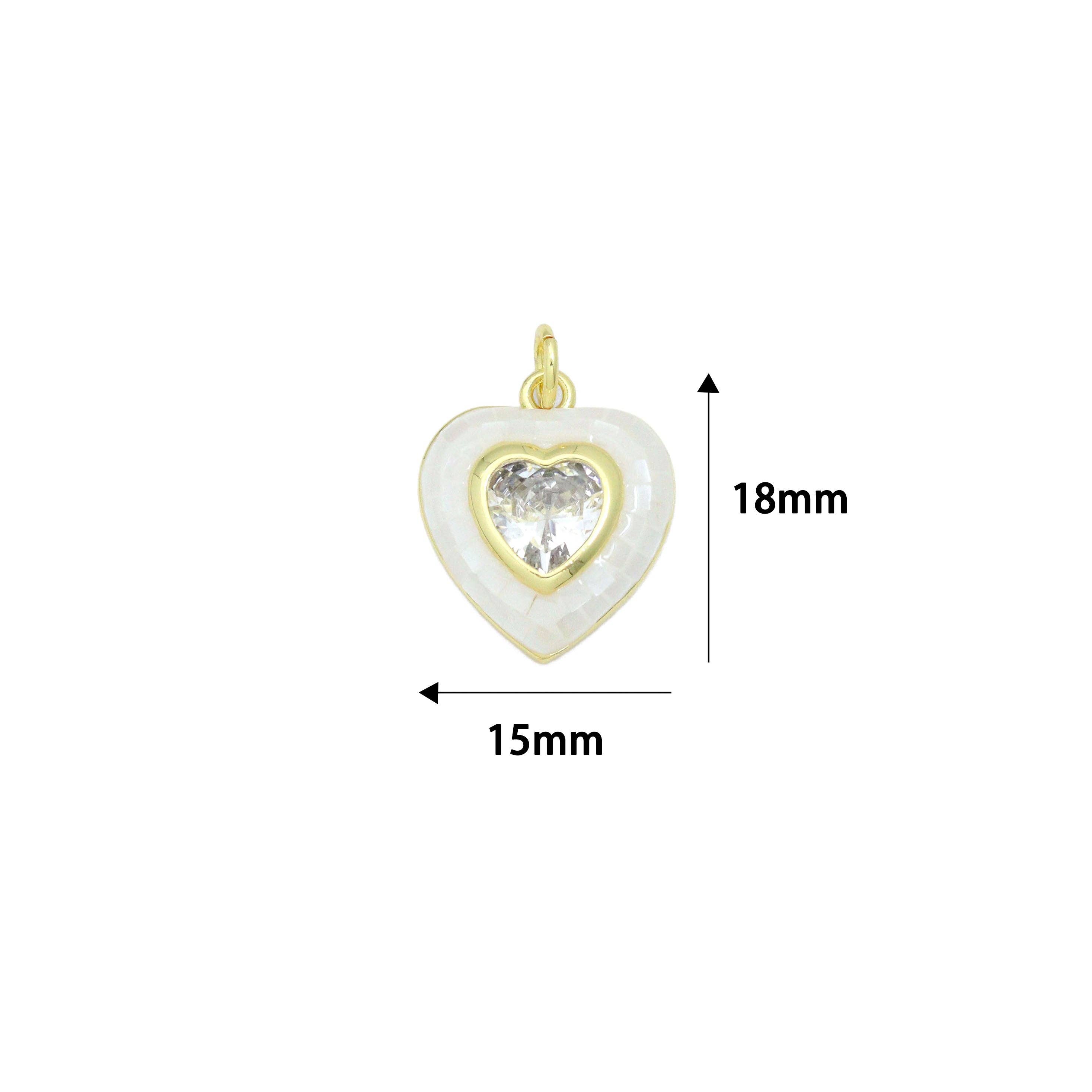 BestBeads&Beyond – Großhandel Individueller Charm/Anhänger – Weißes Perlmutt mit CZ-Zentrum Herz Herzanhänger Charm, Artikelnummer LK12824