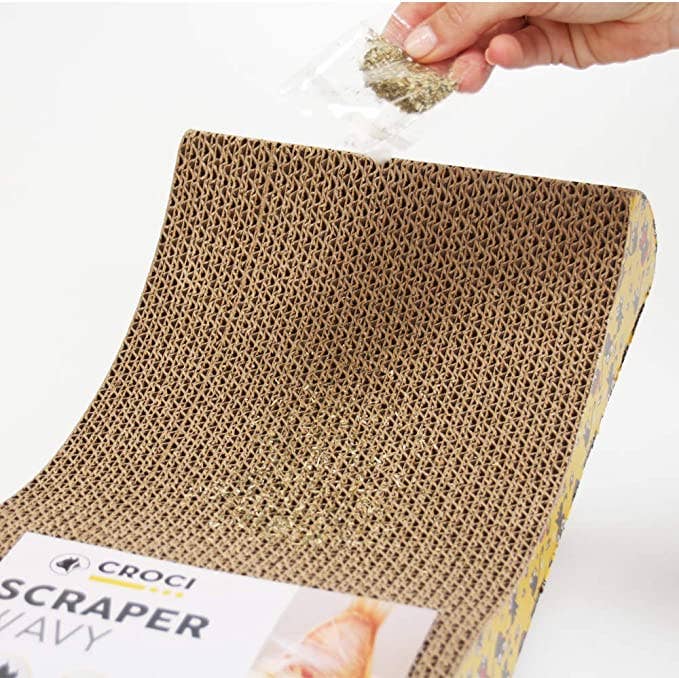 Croci – wholesale Kattkliare - Katt – Kartongklösbräda med kattmynta – vågig med korsmönster1