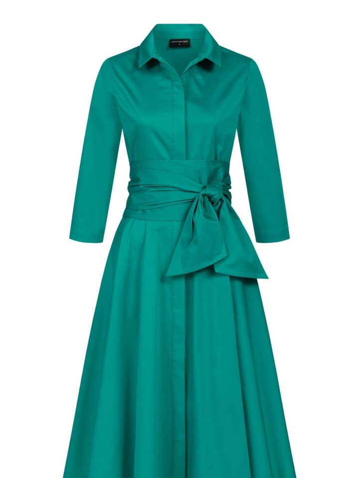 Shirt dress with tie belt jade green for wholesale by Marianna Déri GmbH