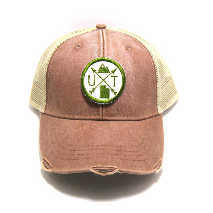 Gracie Designs - Wholesale Trucker Hat - Unisex - Utah Hat - Distressed Snapback hat - UT Arrows